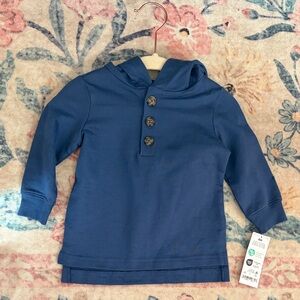 Carters 6m NWT Blue Hooded Henley Top
